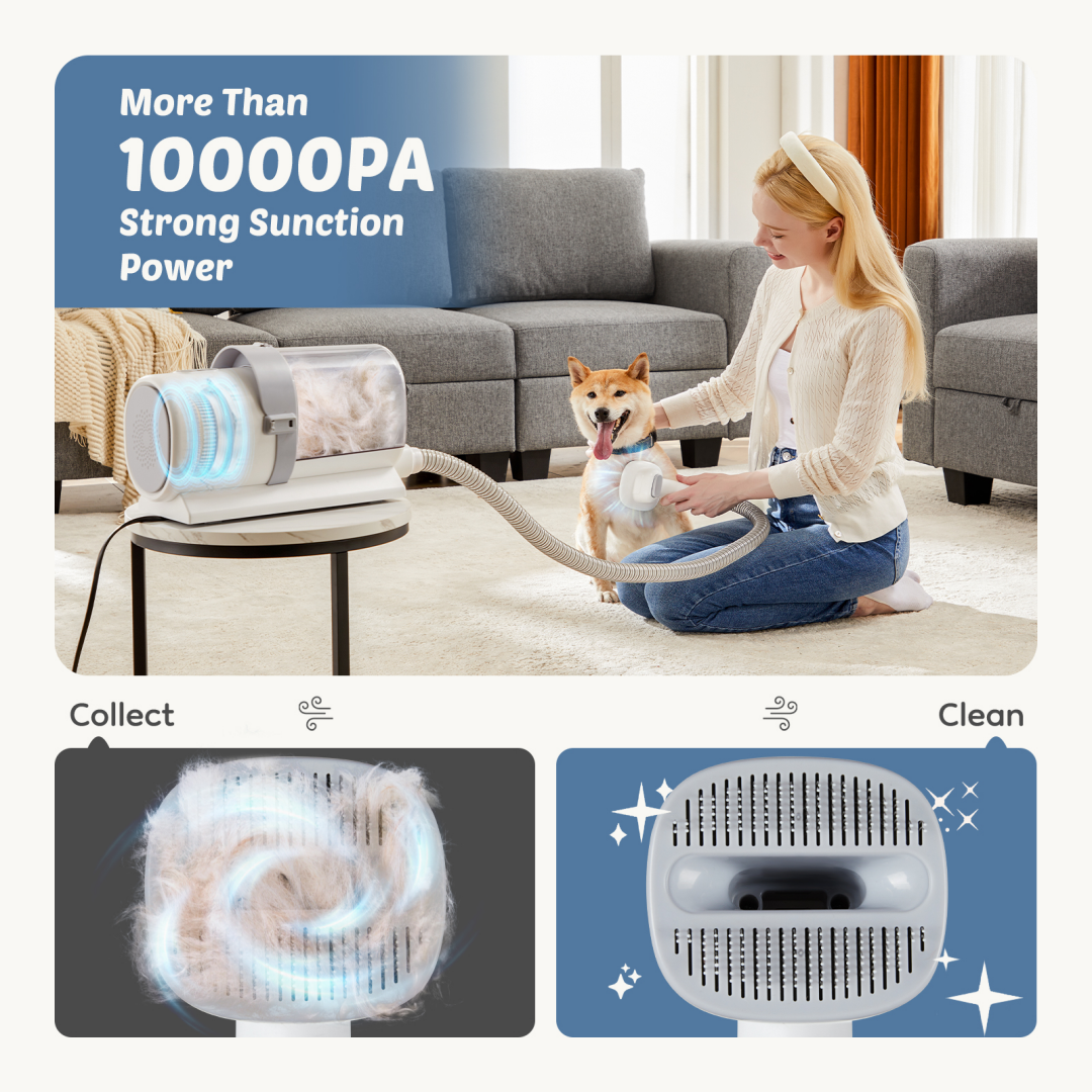 Dog Grooming Vacuum Kit with Electric Clipper, 2.5L Dust Cup &amp; 5 Tools