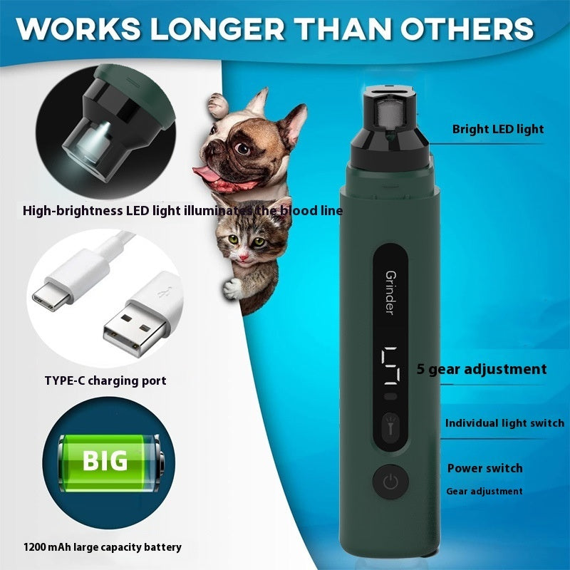 5-Speed Pet Nail Grinder – Gentle, Fast, and Quiet