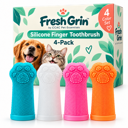 Pet Dental Care Kit: Finger Wipes &amp; Silicone Toothbrush
