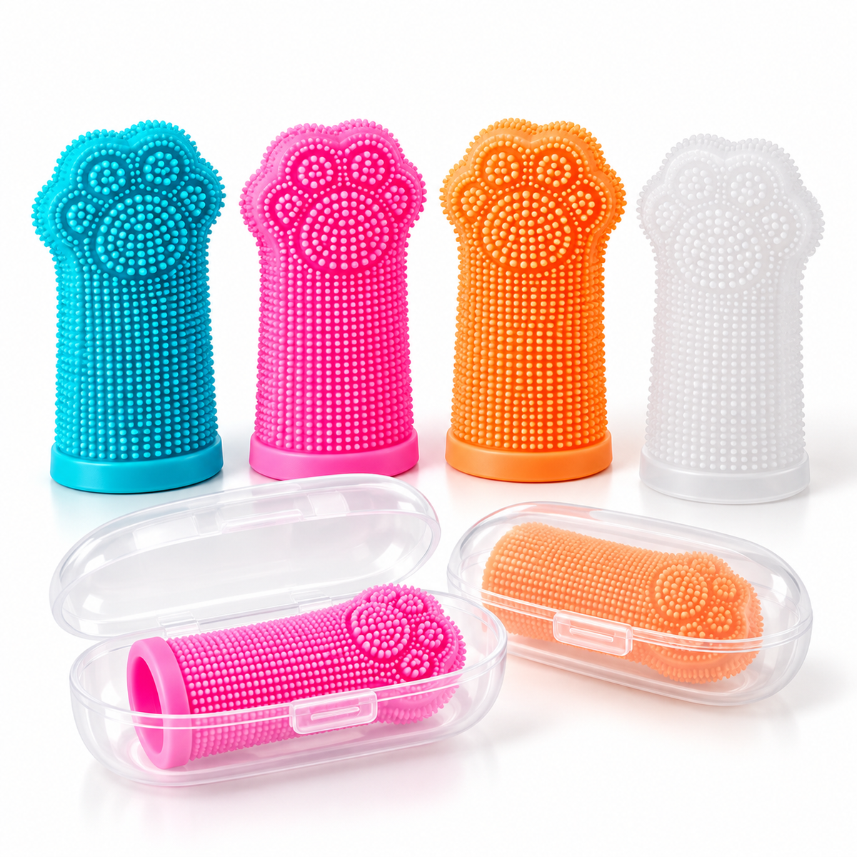 Pet Dental Care Kit: Finger Wipes & Silicone Toothbrush