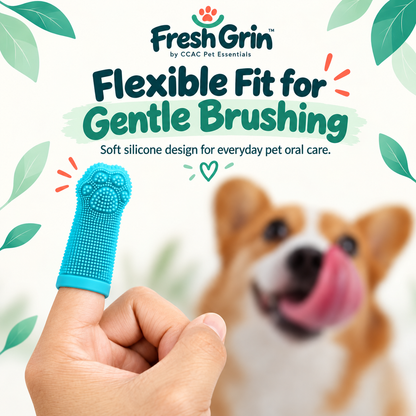 Pet Dental Care Kit: Finger Wipes &amp; Silicone Toothbrush