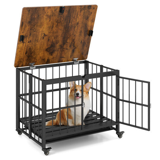 Easy-Clean Dog Crate Furniture with Removable Tray