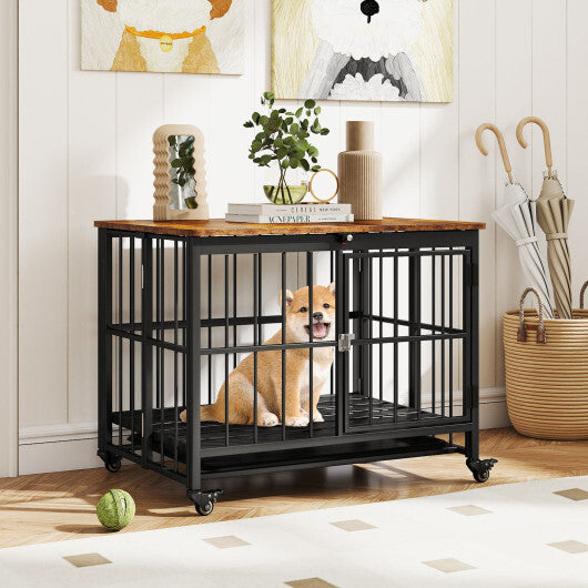 Easy-Clean Dog Crate Furniture with Removable Tray