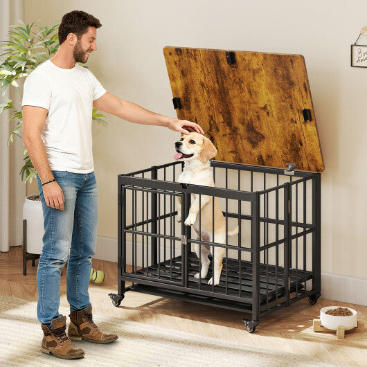 Easy-Clean Dog Crate Furniture with Removable Tray