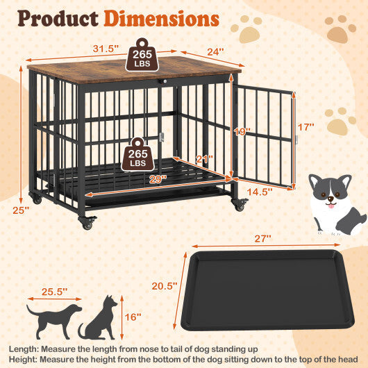Easy-Clean Dog Crate Furniture with Removable Tray