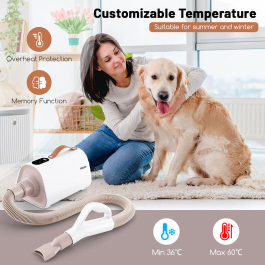 Dog & Cat Hair Blower with Negative Ion Function and Adjustable Temperature