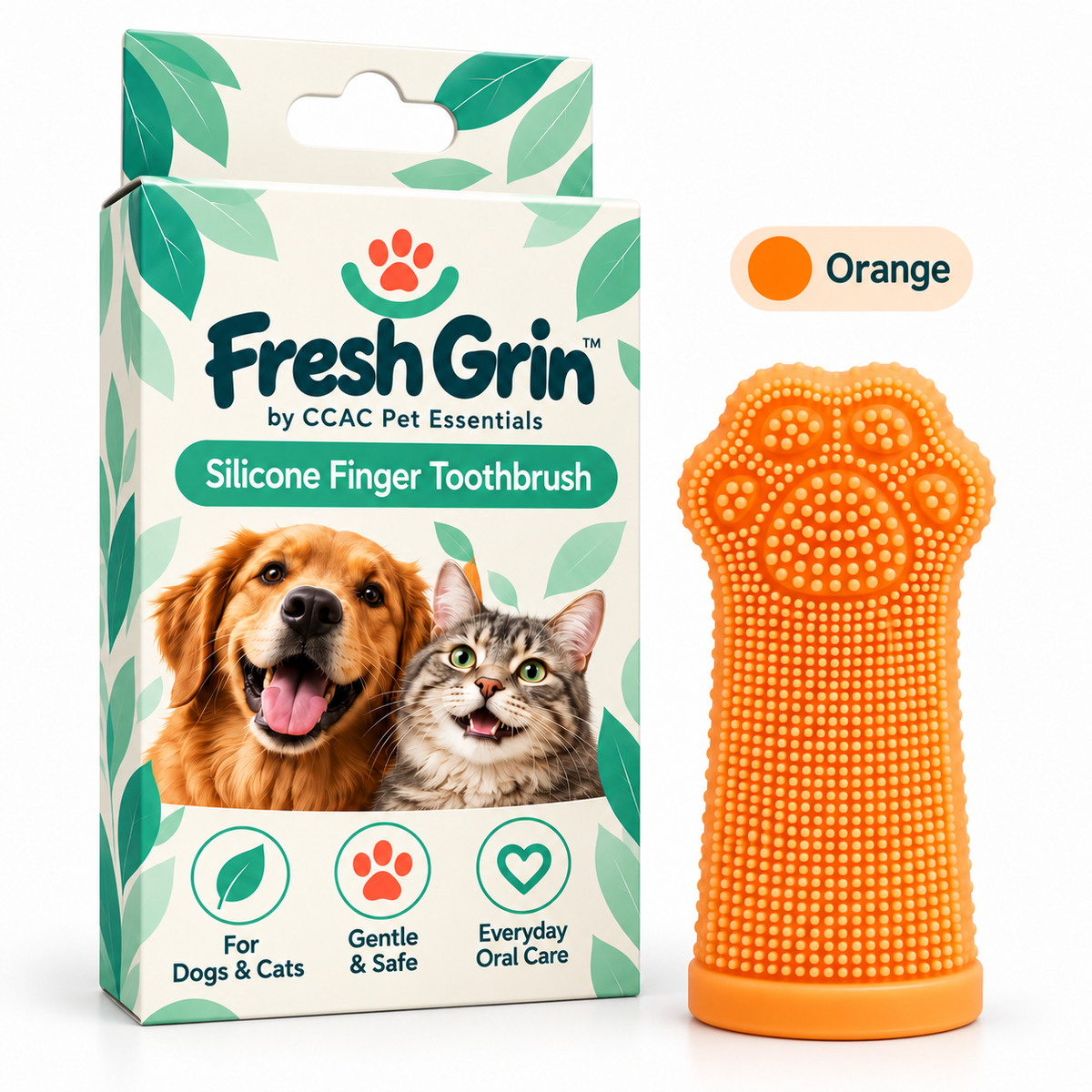 Pet Dental Care Kit: Finger Wipes &amp; Silicone Toothbrush
