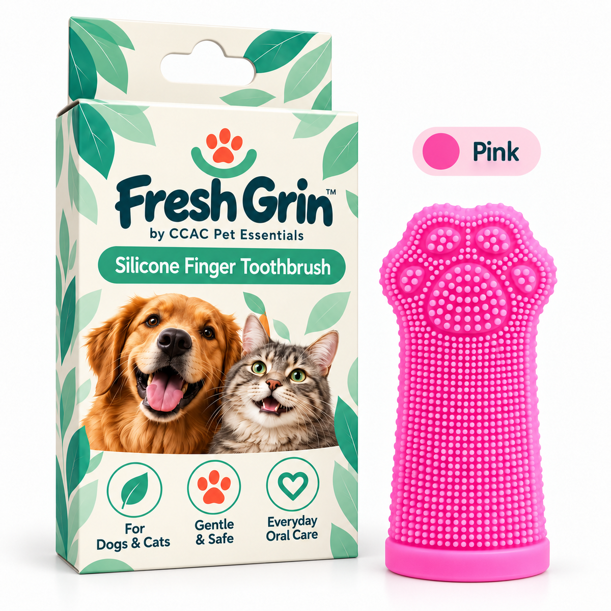 Pet Dental Care Kit: Finger Wipes & Silicone Toothbrush