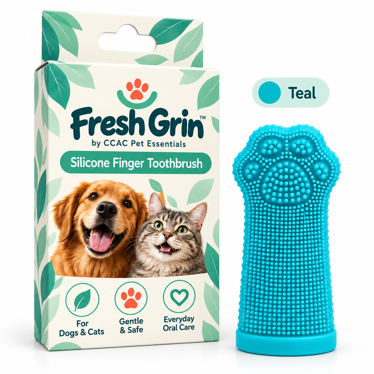 Pet Dental Care Kit: Finger Wipes &amp; Silicone Toothbrush