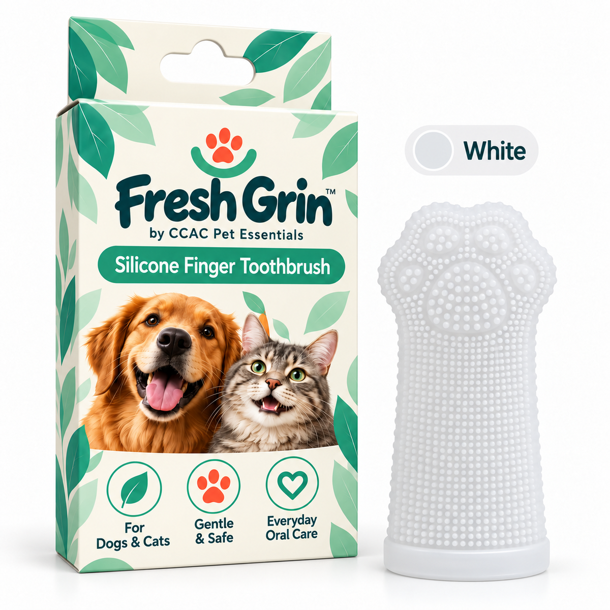 Pet Dental Care Kit: Finger Wipes &amp; Silicone Toothbrush