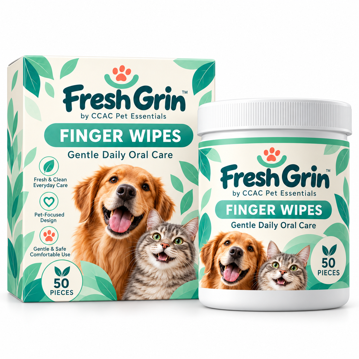Pet Dental Care Kit: Finger Wipes &amp; Silicone Toothbrush